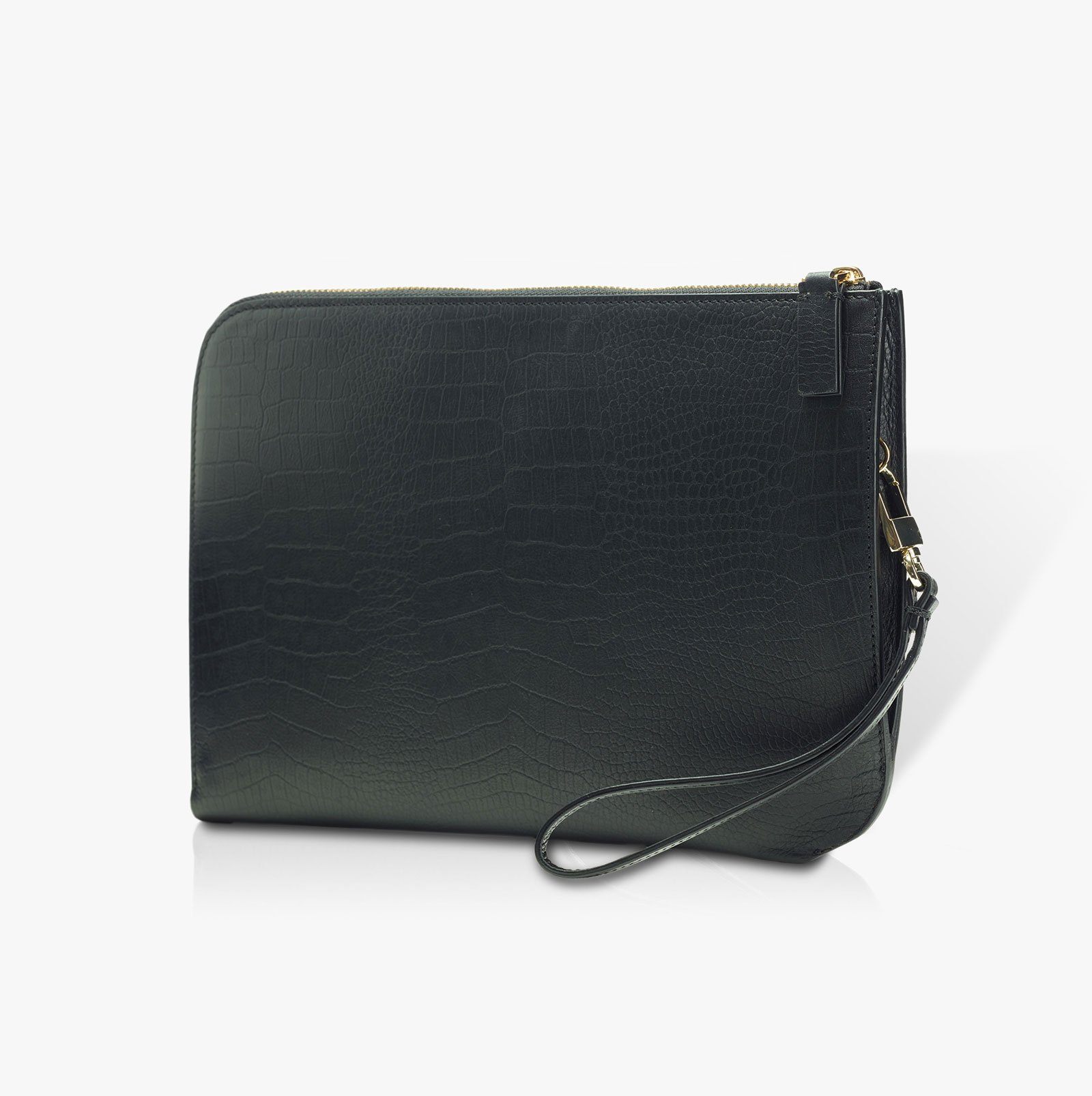 Florence - Clutch - Bovine leather Croco Black