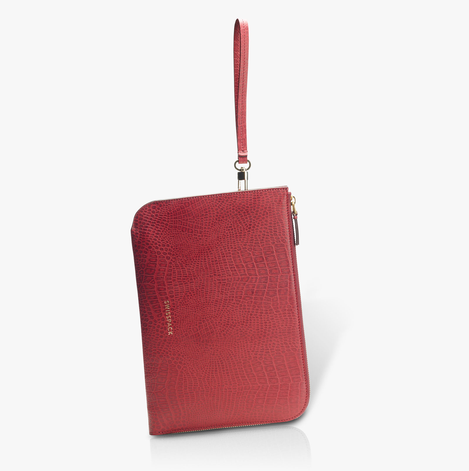 Florence - Clutch - Bovine leather Croco Bordeau